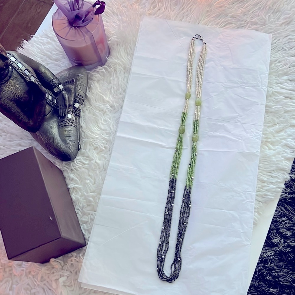Pretty Long Green Layered & Beaded Necklace! 🛍️